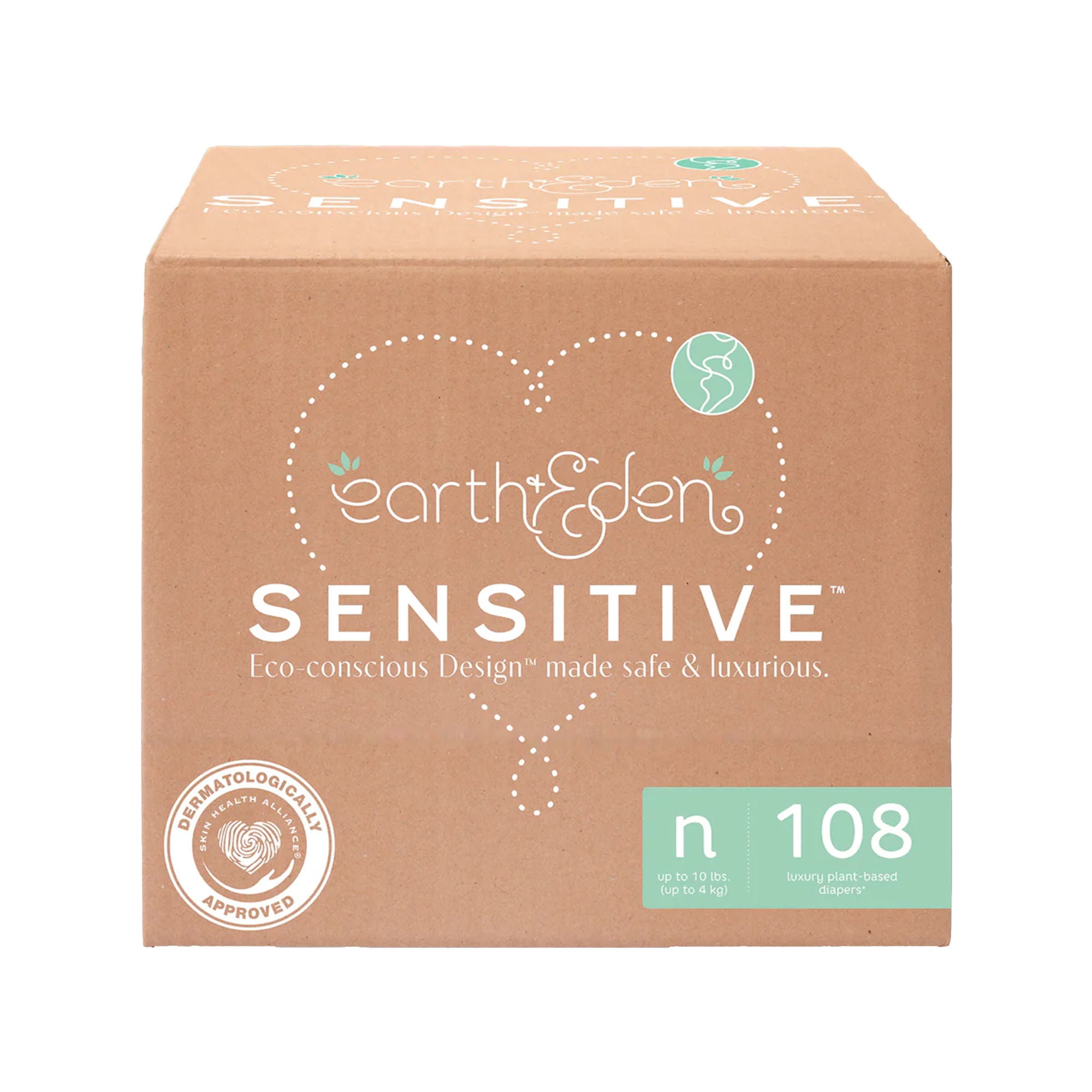 Earth & Eden Baby Diaper Newborn, 0 to 10 lbs. 10008044, 108 Ct