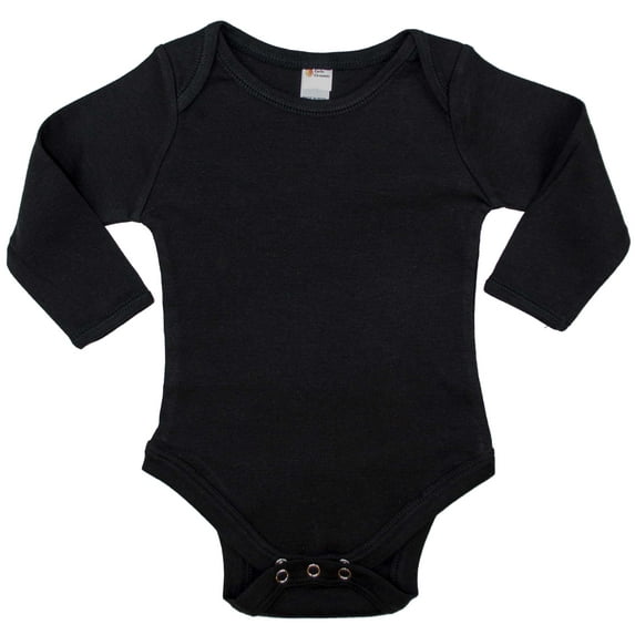 Earth Elements Baby Boy or Girl Long Sleeve Bodysuit, Black, 6-12 Months