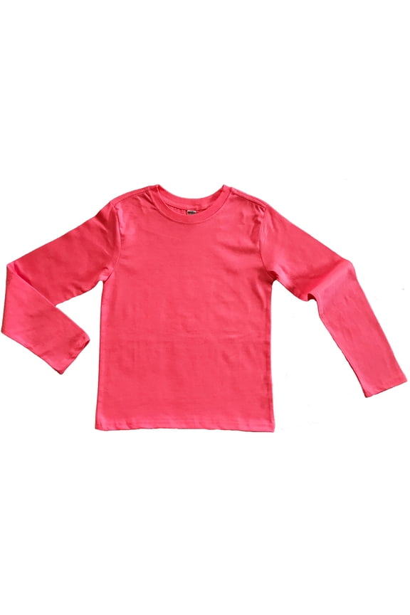 Big Boys/Girls (Youth) Unisex Long Sleeve T-Shirt Small Neon Pink