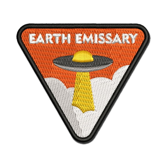 Earth Emissary UFO Spaceship Science Fiction Applique Multi-Color Embroidered Iron-On Patch - 2.0 Inch Mini