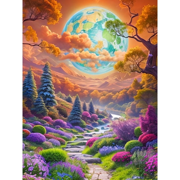 CSZPPQAF Diamond Art Painting Kits for Adults,5D DIY Moon Forest Gem Art,Home Wall Decor 11.8x15.8in.