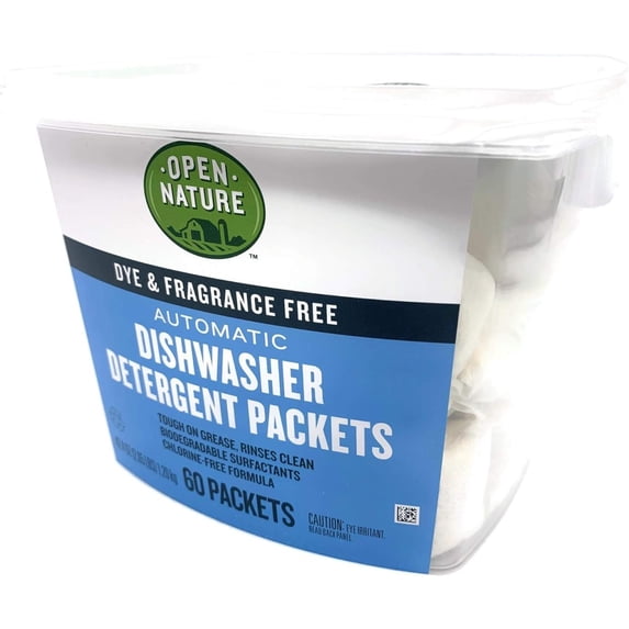 Earth Friendly Dishwasher Detergent Packets, Biodegradable, Dye & Fragrance Free (60 Packets)