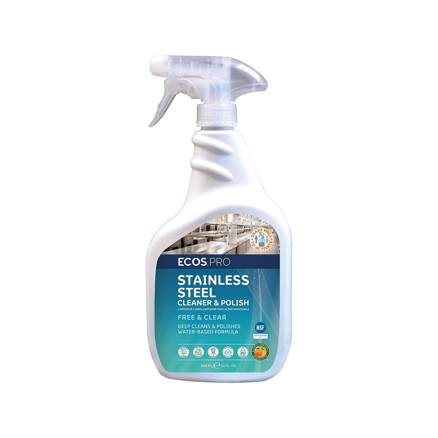 ECOS PRO Stainless Steel Cleaner and Polish 32 Fl. Oz. (PL9330/6X)