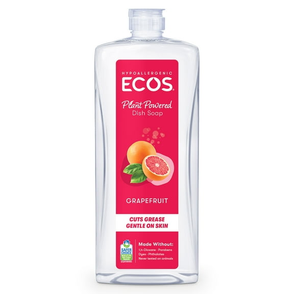 ECOS Hypoallergenic Dish Soap, Grapefruit, 25 Fl Oz