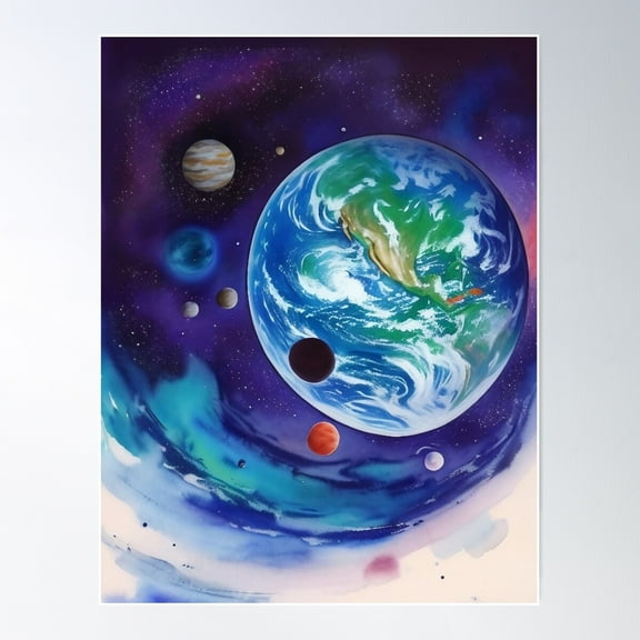 Earth From Space Poster Wall Art, Modern Wall Decor For Living Room Bedroom, 8x12 UNFRAMED