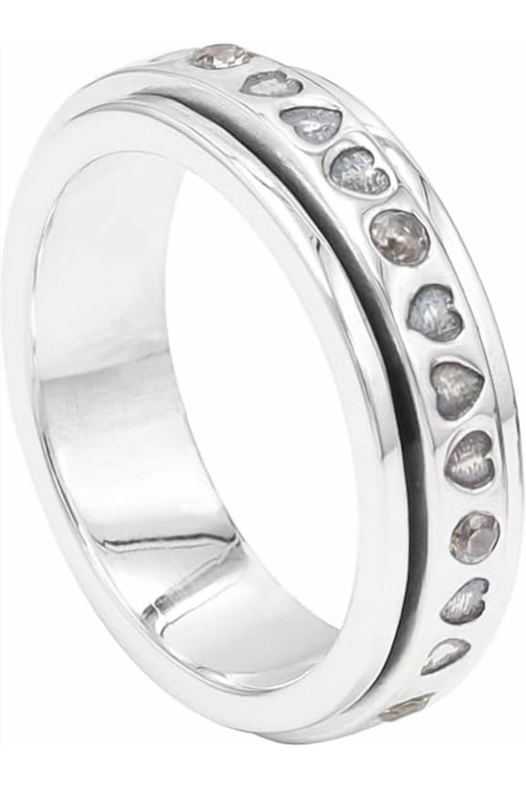 Earth Gems Crystal Spinner Ring – Sterling Silver Fidget & Meditation Jewelry for Women