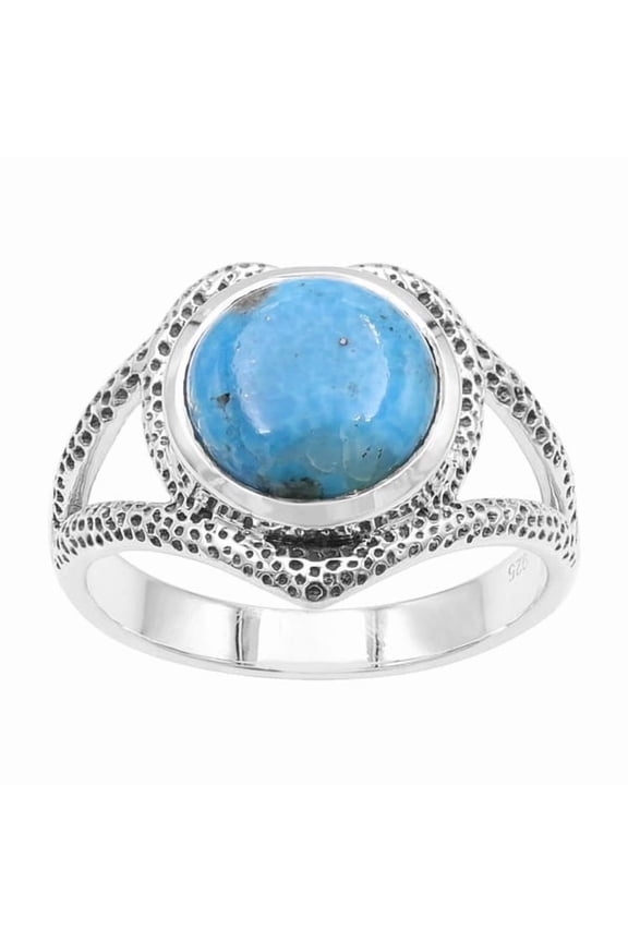 Earth Gems Jewelry Arizona Turquoise Ring 925 Sterling Silver Ring Heart Shape Jewelry for Her