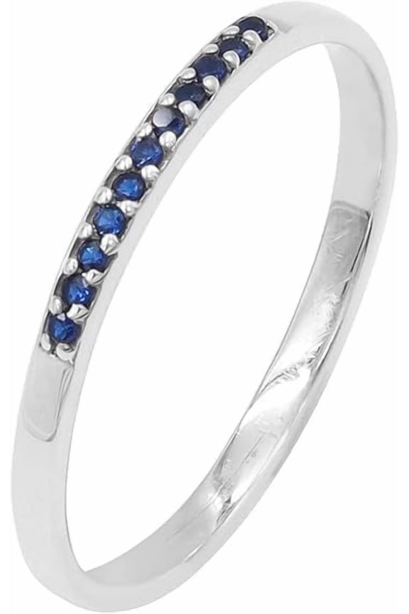 Earth Gems Jewelry Cubic Zircon Stacking Ring Sterling Silver Blue Gemstone Minimalist Jewelry for Women