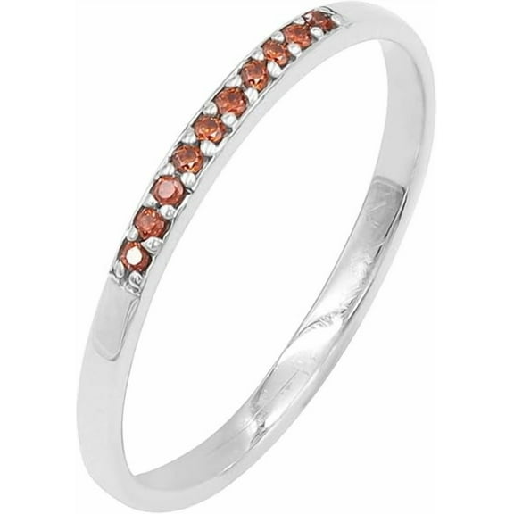 Earth Gems Jewelry Cubic Zircon Stacking Ring Sterling Silver Red Gemstone Minimalist Jewelry for Women