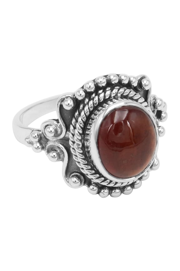 Earth Gems Jewelry Garnet Ring Sterling Silver Ring Solitaire Ring Handmade Stackable Ring Red Garnet Stacking Silver Ring Hessonite Garnet Ring for Women