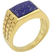 EARTHGEMS JEWELLERY Earth Gems Jewelry Lapis Lazuli Men's Ring 925 Sterling Silver with 18K Gold Plating Natural Gemstone Statement Jewelry