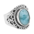 thumbnail image 1 of Earth Gems Jewelry Larimar Gemstone Ring Statement Rings Sterling Silver Ring Designer Ring for Women, 1 of 8