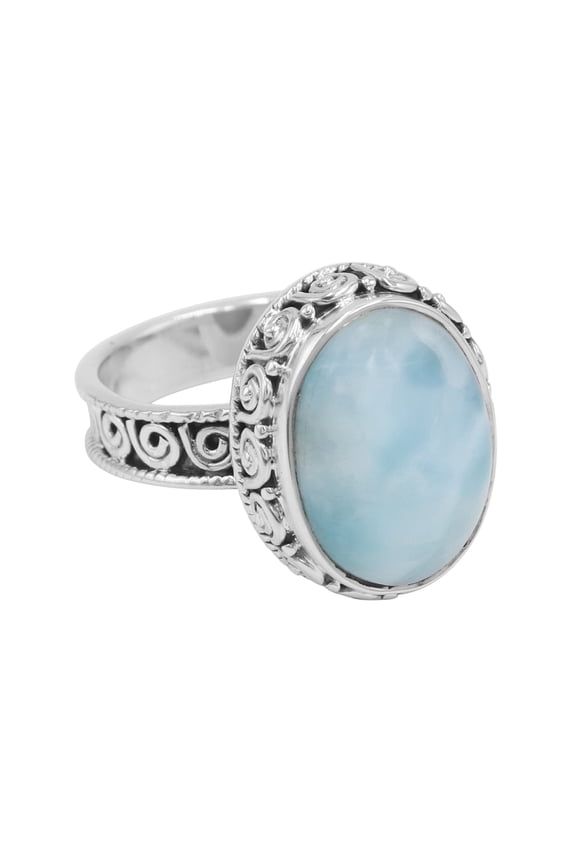 Earth Gems Jewelry Larimar Ring Sterling Silver Rings Statement Rings Silver Design Ring for Women
