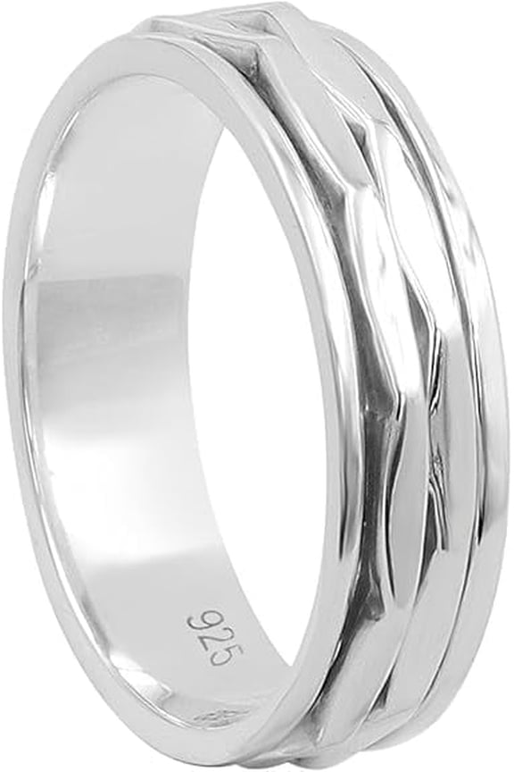 Earth Gems Jewelry Meditation Spinner Ring Handmade Sterling Silver Fidget Ring Worry Ring for Her