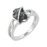 Earth Gems Jewelry Meteorite Gemstone Ring Sterling Silver Ring Rough Gemstone Ring for Women