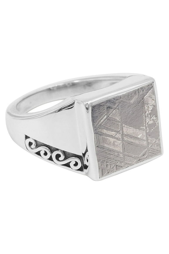 Meteorite Ring Sterling Silver Ring Handmade Ring Statement Ring Engagement Ring for Men's