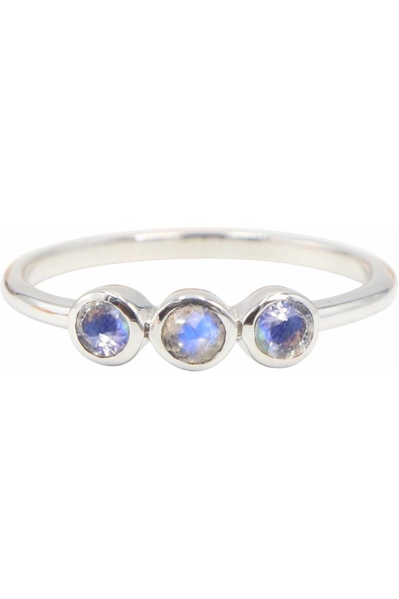 Earth Gems Jewelry Moonstone Ring Sterling Silver Minimalist Stacking Ring for Women