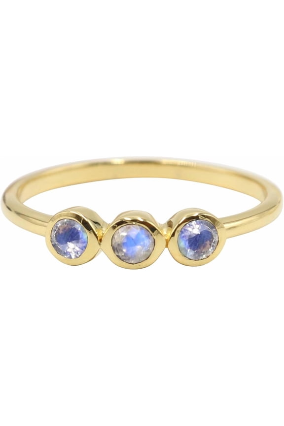 Earth Gems Jewelry Moonstone Ring Sterling Silver Minimalist Stacking Ring for Women