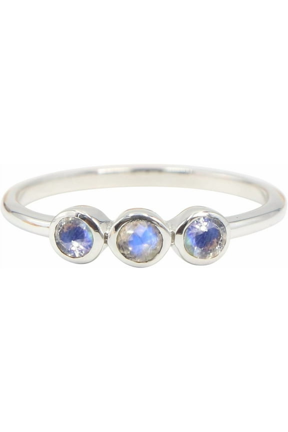 Earth Gems Jewelry Moonstone Ring Sterling Silver Minimalist Stacking Ring for Women