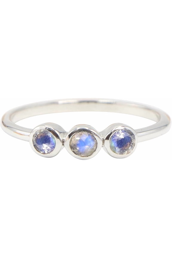 Earth Gems Jewelry Moonstone Ring Sterling Silver Minimalist Jewelry for Women