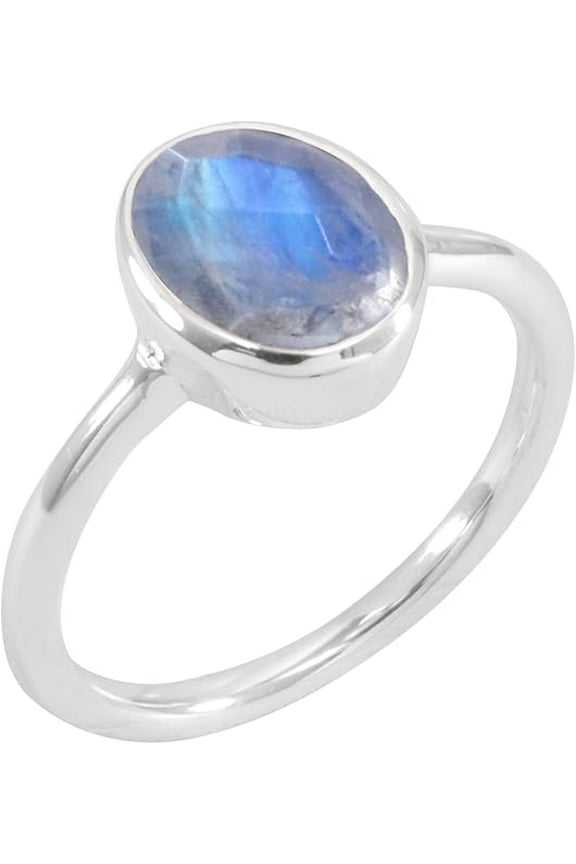 Earth Gems Jewelry Moonstone Ring Sterling Silver Statement Jewelry for Women