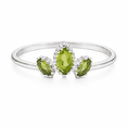 thumbnail image 1 of Earth Gems Jewelry Peridot Ring Sterling Silver Three stone Ring for Women, 1 of 7