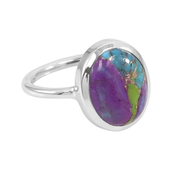 Earth Gems Jewelry Purple Copper Turquoise Ring Sterling Silver Statement Ring Handmade Ring for Women