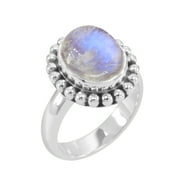 EARTHGEMS JEWELLERY Earth Gems Jewelry Rainbow Moonstone Ring Sterling Silver Ring Statement Ring Silver Ring for Women