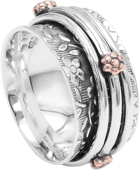 Earth Gems Jewelry Silver Spinner Ring - Fidget & Yoga Jewelry for Women