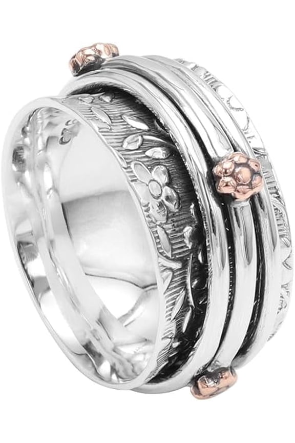 Earth Gems Jewelry Silver Spinner Ring - Fidget & Yoga Jewelry for Women