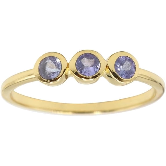 Earth Gems Jewelry Tanzanite Three-Stone Ring, 925 Sterling Silver Stackable Ring for Women