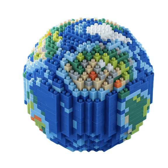 Earth Globe Building Blocks Set, Creative Micro Brick World Map Model for Home & Office Decor, Creative Birthday Gift, Home Office Table Centerpiece