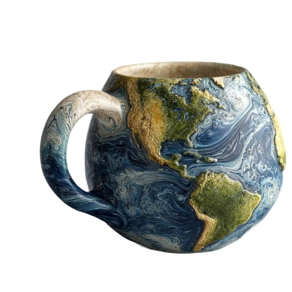 Earth Globe Themed Ceramic Mug Geography Lover Coffee Cup
