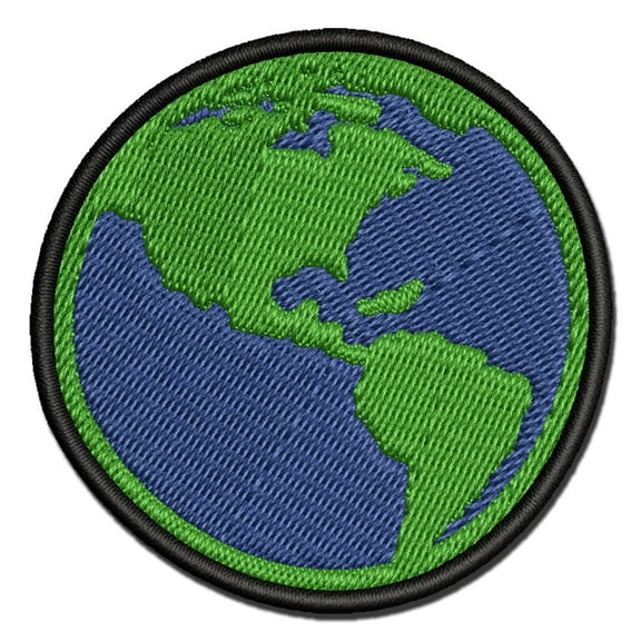 Earth Globe Travel Doodle Applique Multi-Color Embroidered Iron-On Patch - 2.0 Inch Mini