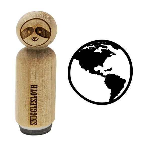 Earth Globe Travel Doodle Rubber Stamp for Scrapbooking Crafting Stamping - Large 1-1/4 Inch