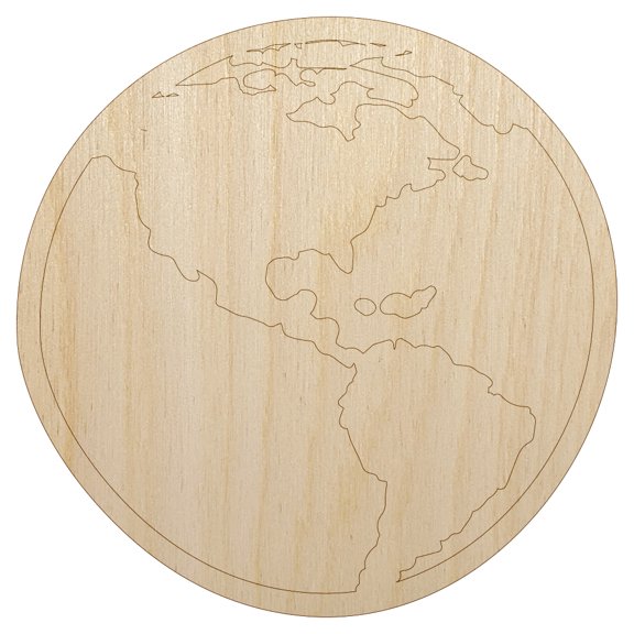 Earth Globe Travel Doodle Wood Shape Unfinished Piece Cutout Craft DIY Projects - 4.70 Inch Size - 1/8 Inch Thick