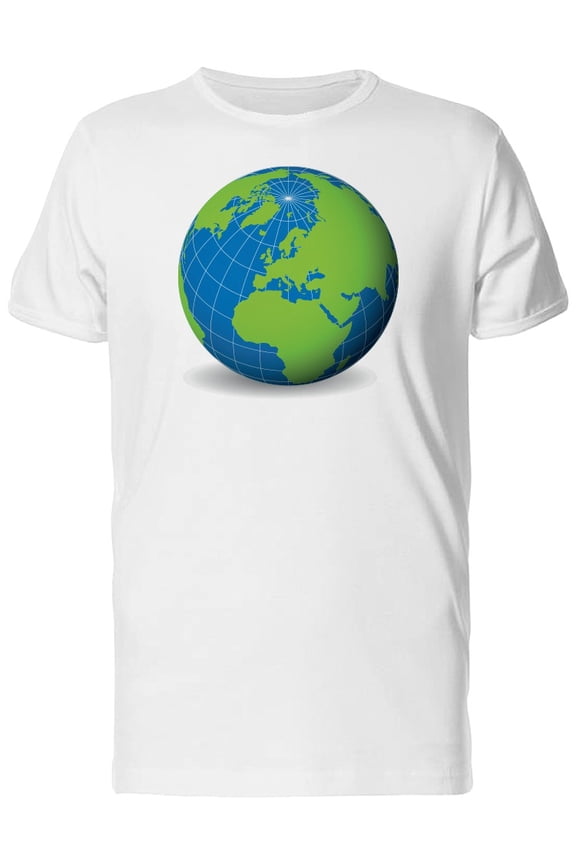 Earth Globe With Green World Map T-Shirt Men -Image by Shutterstock, Male Medium