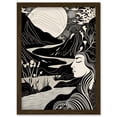 thumbnail image 1 of Earth Goddess River Mountain Landscape Linocut Artwork Framed Wall Art Print A4, 1 of 4