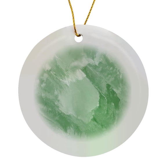 3drose, Earth Green Iris Floral Art, Circle Porcelain Ornament