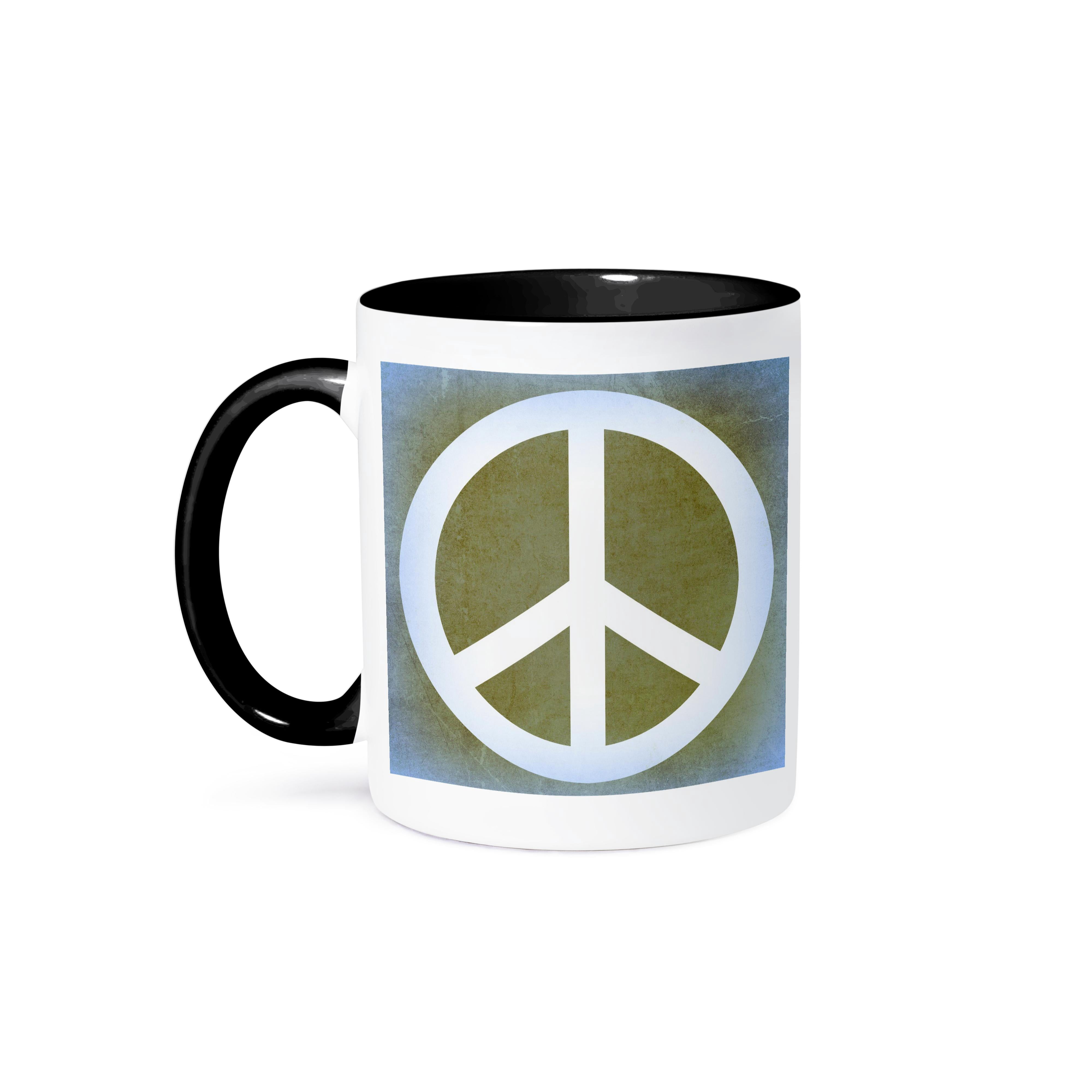 3dRose, Earth Green Sky Blue Peace Sign- Inspirational Art, 11oz Two ...