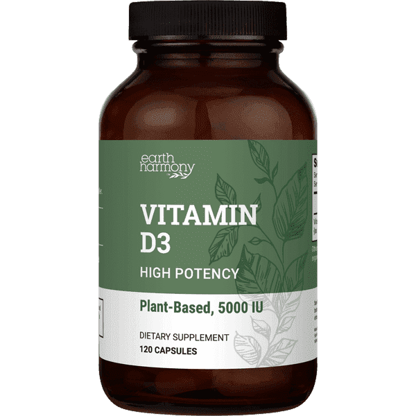 Earth Harmony Vitamin D3 5000 IU - Immune Support & Bone Supplements - Vitamina D3 - 120 Capsules