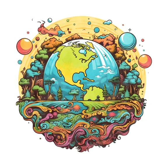 Earth Hippie Beautiful Colorful Bright Hippy Boho Psychedelic Vinyl Decal Sticker