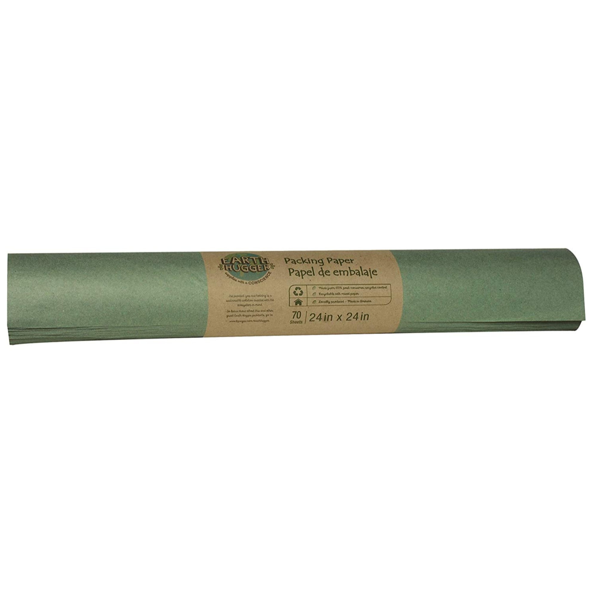 Earth Hugger Packing Paper 24 x 24 inches , 70 Sheets Green Recycled