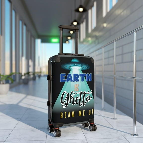 Earth Is Ghetto Small Suitcase Travel Bag Aliens UFO Beam Me Up