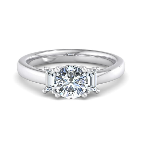 Earth Jewel 1.06 Ct Round Cut Diamond Engagement Ring - 3 Stone Design with Lab-Created Simulated Diamonds Ring - 14K White Gold Plated Rings - Ideal for Celebrating Love and Special Occasion in Life
