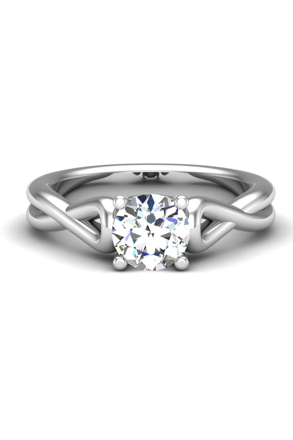 1.28 Ct Round Cut Engagement Ring - Lab-Created Simulated Diamond with Accent Stones - 14K White Gold Plated Infinity Twisted Cross Over Shank Ring for Women - Bridal Jewellery Gifts