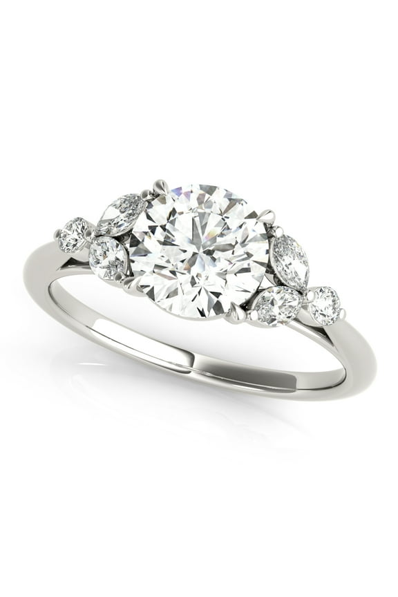 1.38 Ct Round Cut Lab Created Diamond Ring - 14K White Gold Plated Engagement Ring - Stunning Proposal Ring for Women - Ideal Gift for Birthdays or Special Occasion - Classic Jewelry