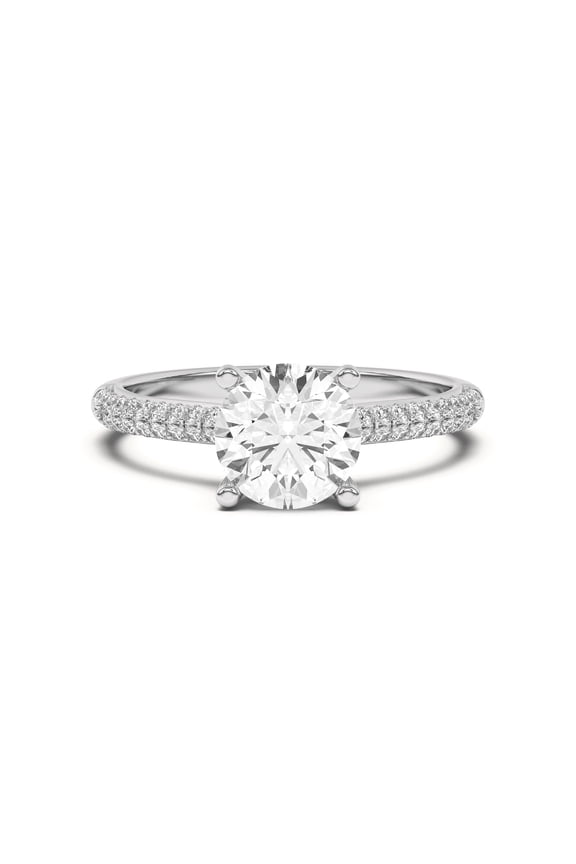 1.49 Ct Round Cut Lab Created Diamond Ring - Stylish Engagement Ring in 14K White Gold Plated - Elegant Jewelry for Women - Perfect Gift for Special Occasion - Timeless Design for Her