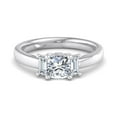 thumbnail image 1 of Earth Jewel 1.6 Ct Cushion Cut Diamond Engagement Ring - Timeless 3 Stone Design with Lab-Created Stones - Crafted in 14K White Gold Plated Setting - Ideal for Engagement and Special Celebrations, 1 of 3