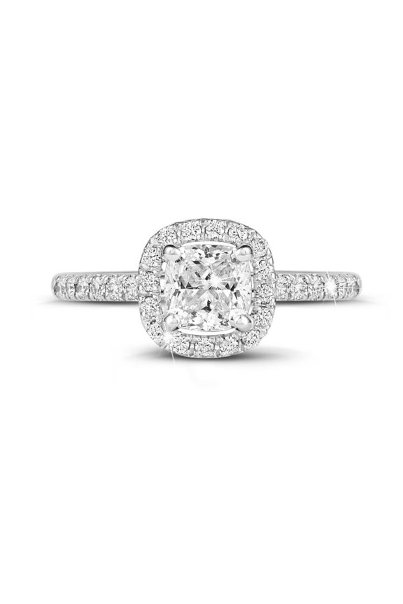1.6 Ct Engagement Ring - Cushion Cut Lab Created Diamond Ring in 14K White Gold Plated - Elegant Proposal Ring for Her - Perfect Gift for Her - Celebrate Your Love with a Unique Design